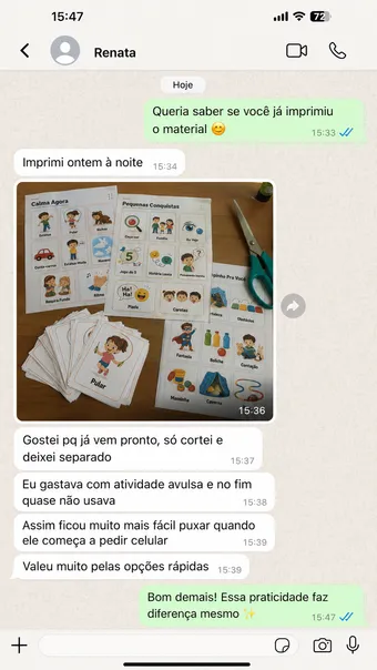 Print de depoimento de mãe sobre resultado com a Rotina Zero Birra